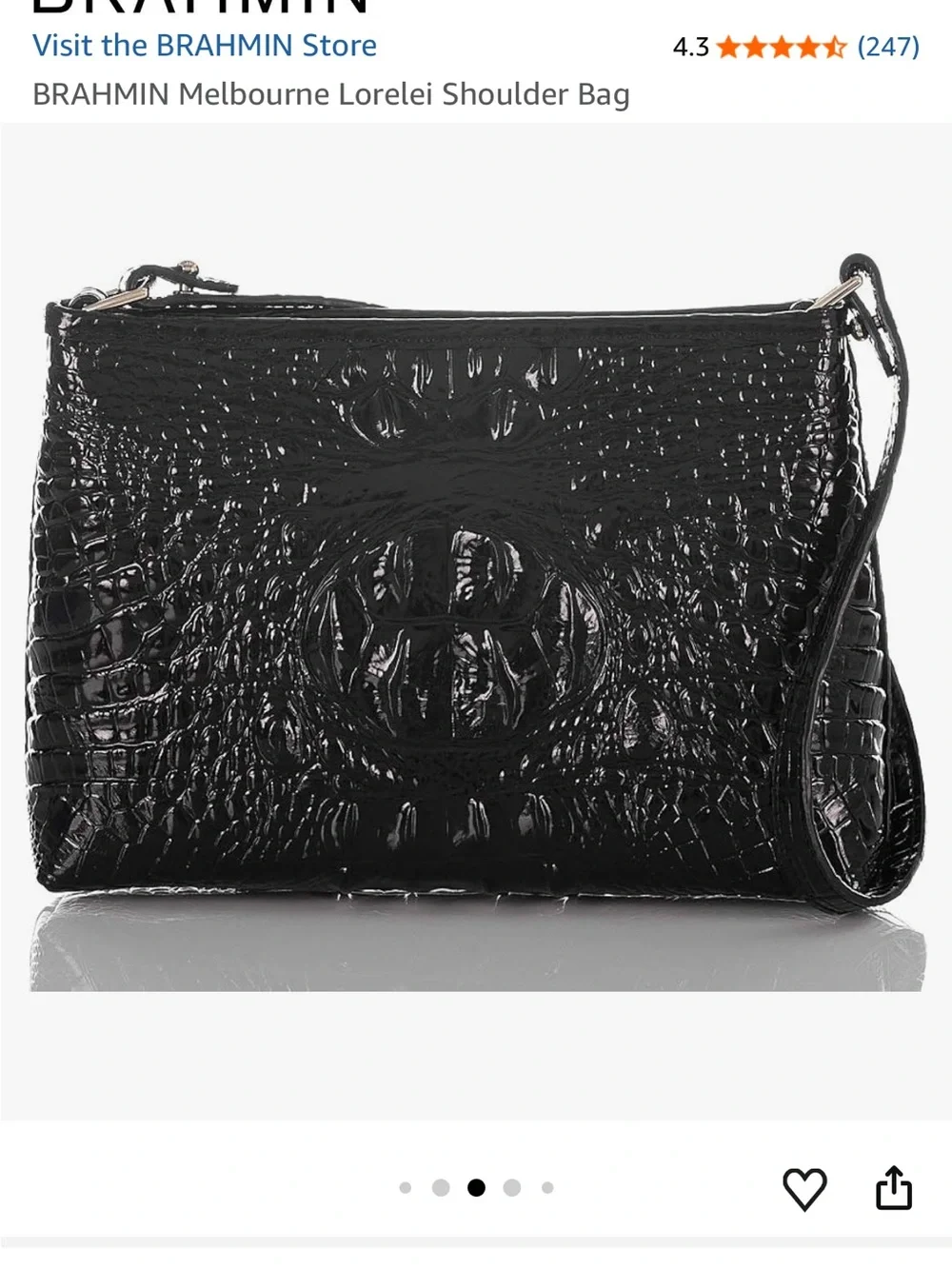 NWT BRAHMIN Small Melbourne Lorelei, Small Croc Shoulder Bag with Gold Hardware